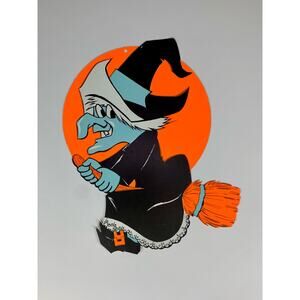 Vintage Eureka Halloween Die-Cut Witch On A Broomstick Made In U.S.A - Beistle